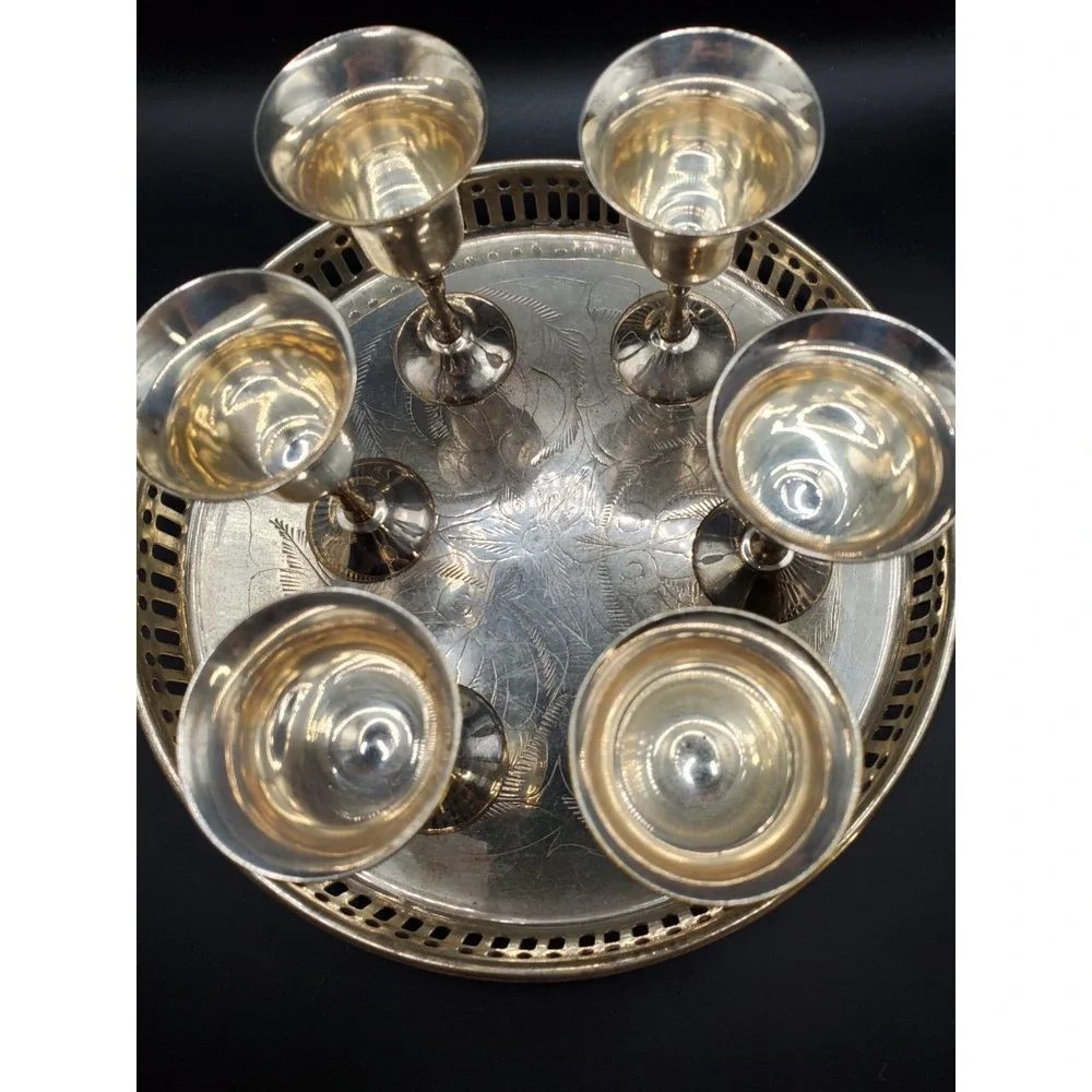 Vintage AMC serving Tray And 6 Cordial Glasses